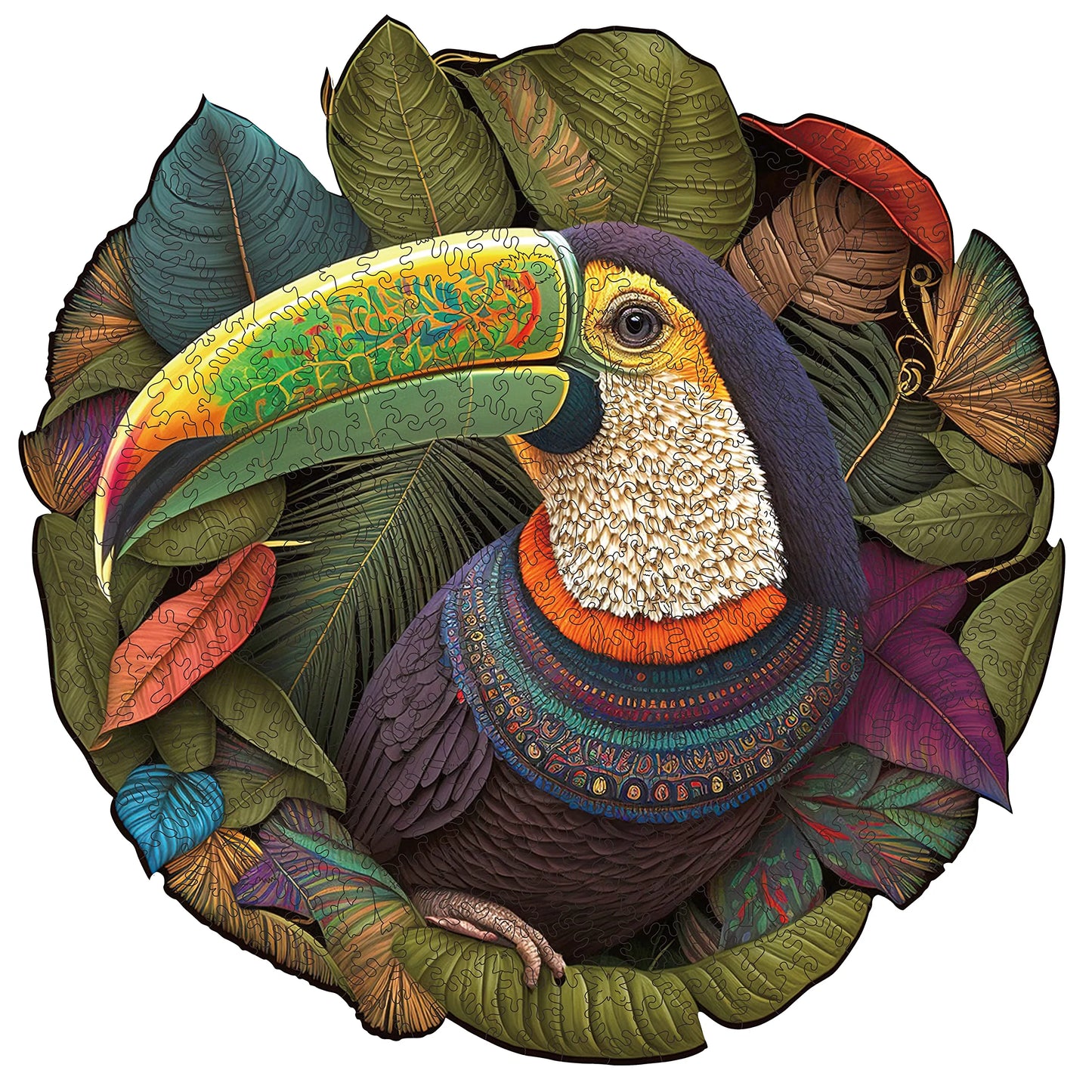 Parrot wooden jigsaw puzzle for adults with unique shaped pieces
