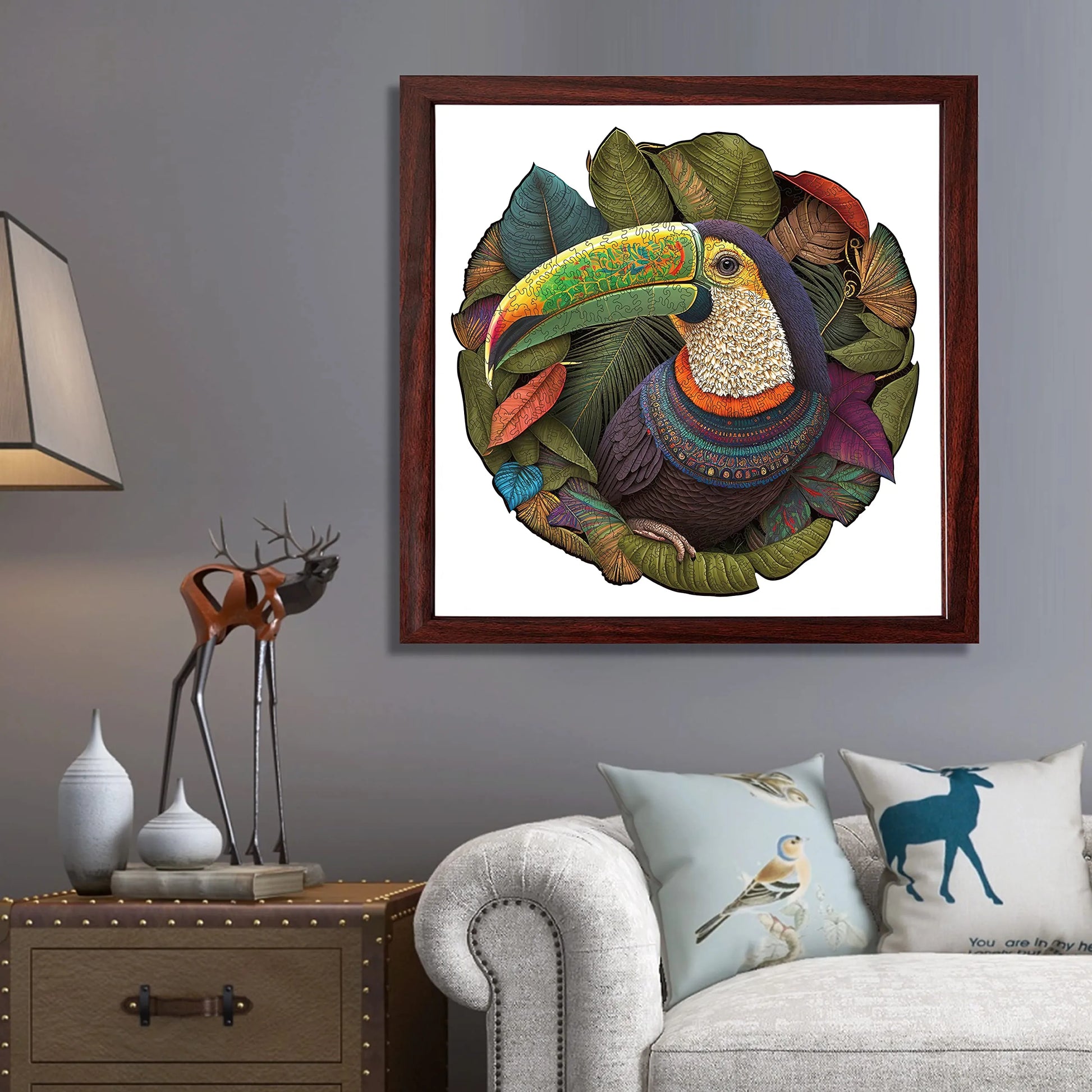 Tropical bird wooden jigsaw puzzle – parrot design by WoodAha