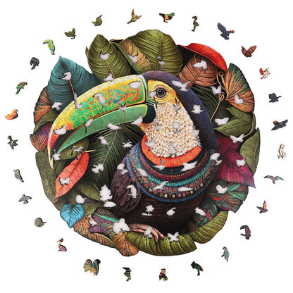 Parrot wooden puzzle with laser-cut wood pieces