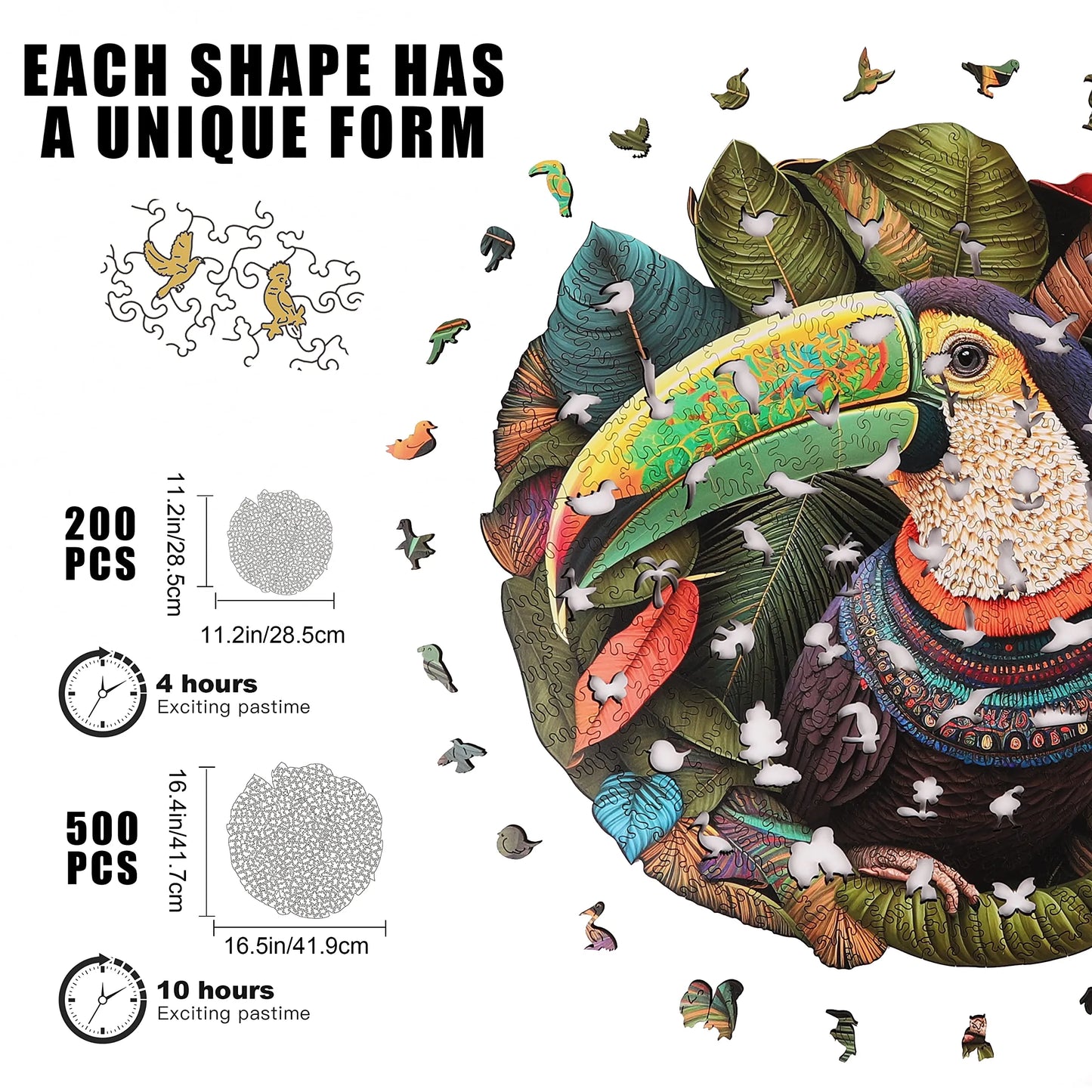 Wooden jigsaw puzzle gift – tropical parrot design