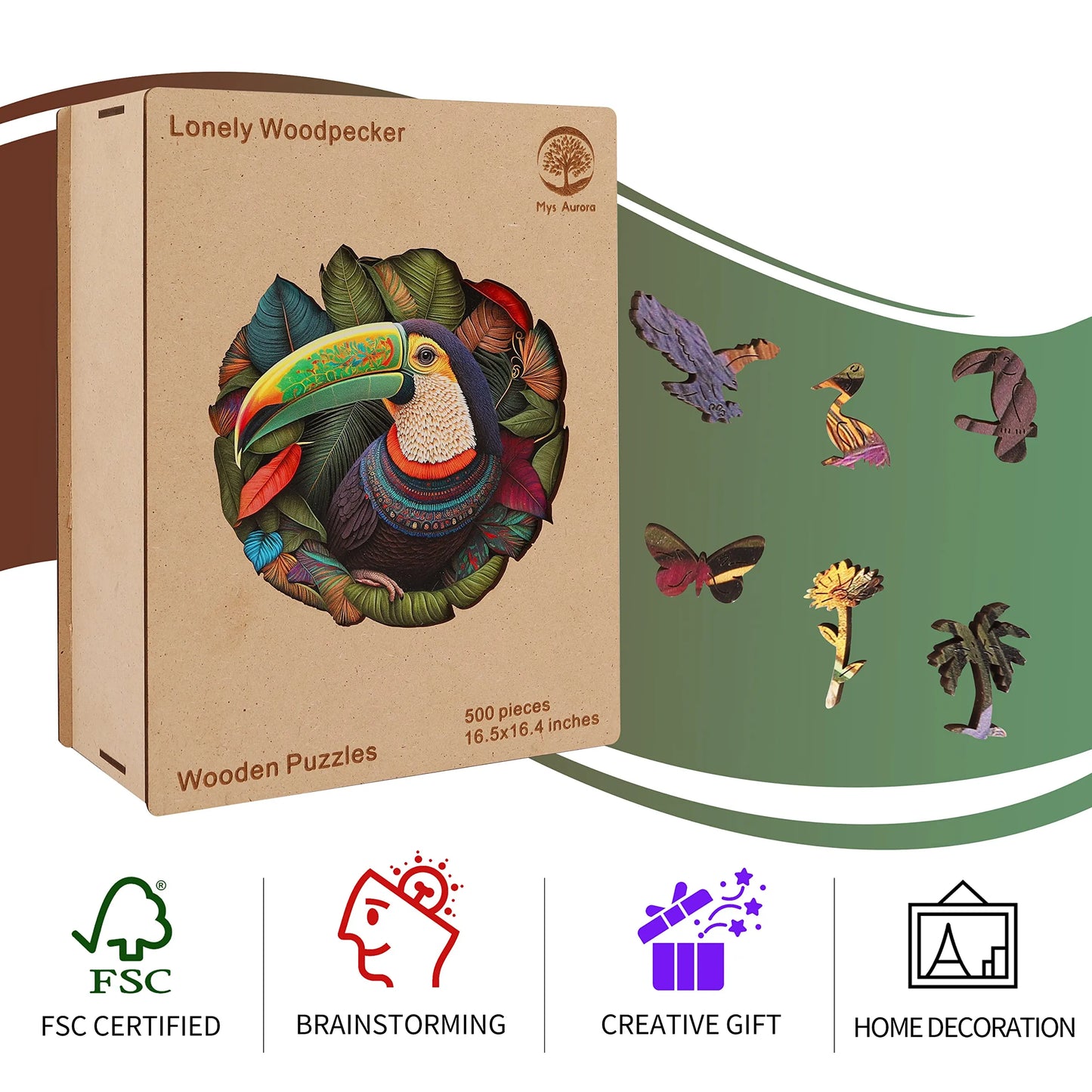 Parrot design wooden jigsaw puzzle for adults