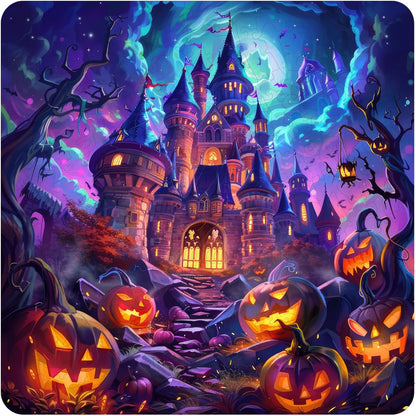 Pumpkin castle wooden jigsaw puzzle for adults with unique shaped pieces