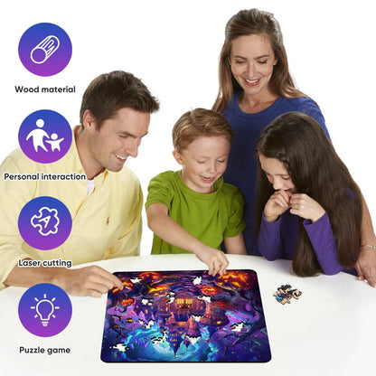 Pumpkin castle wood puzzle for adults – 200 and 500 piece options