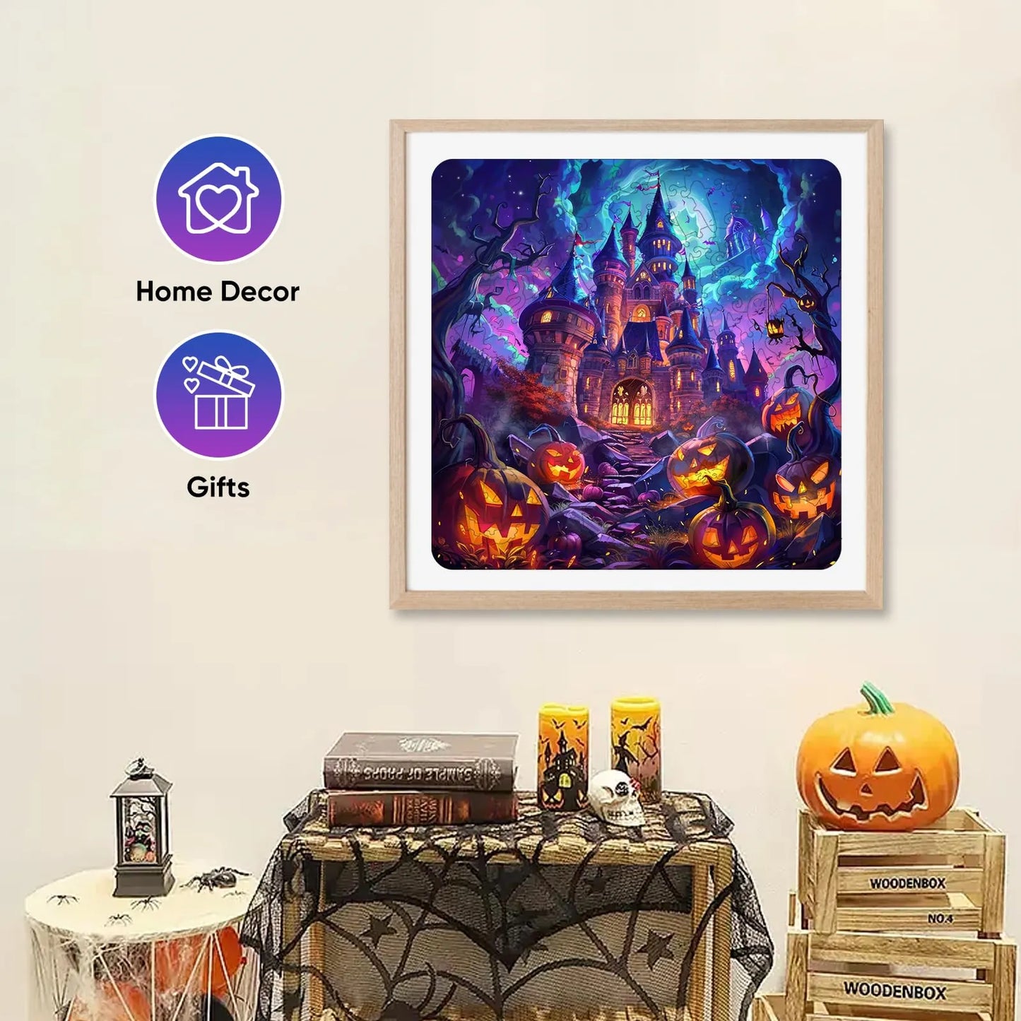 Fairytale autumn wooden jigsaw puzzle – pumpkin castle design by WoodAha