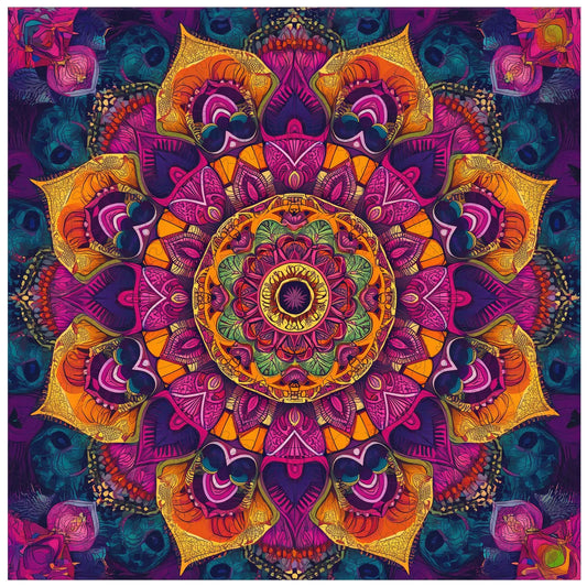 Purple mandala wooden jigsaw puzzle for adults with unique shaped pieces