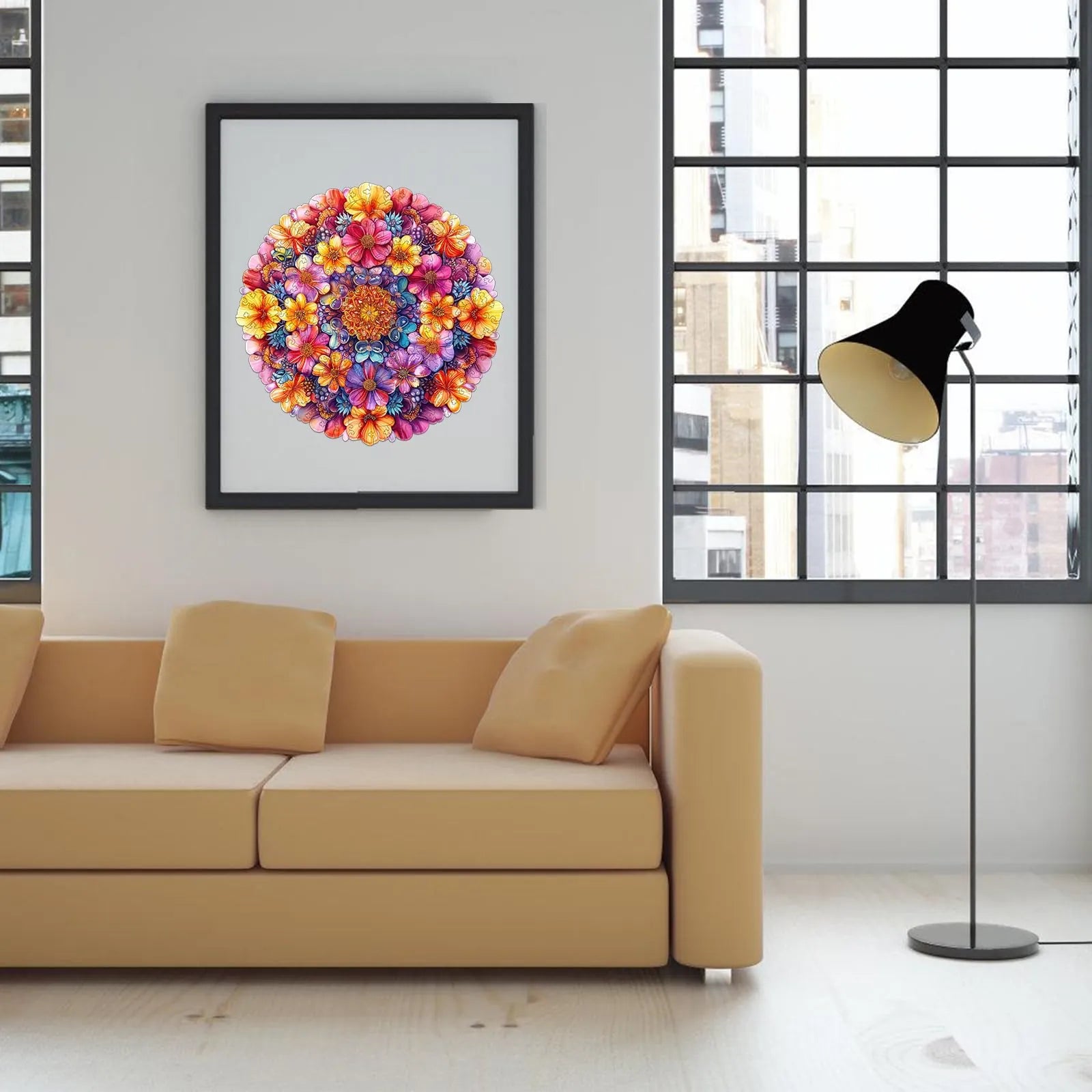 Floral wooden jigsaw puzzle – round flower design by WoodAha