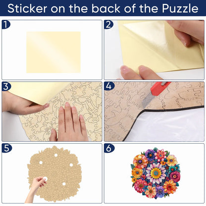 Round Flower II design wooden jigsaw puzzle for adults