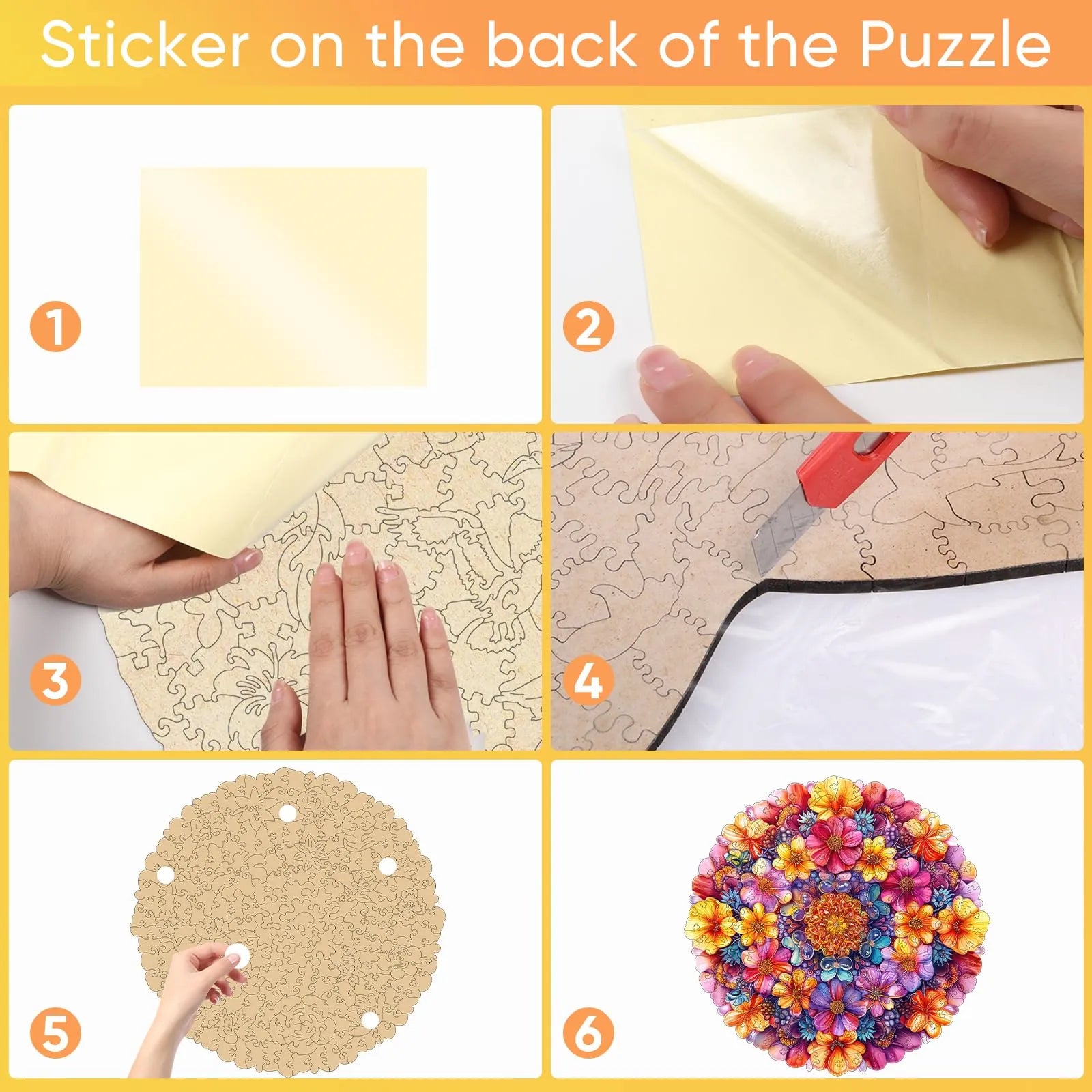 Wooden jigsaw puzzle gift – round flower design