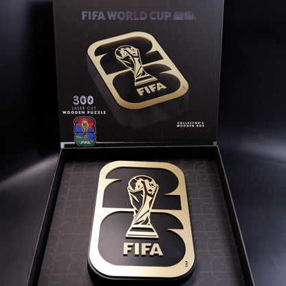 FIFA World Cup 2026 host countries and trophy luxury wooden jigsaw puzzle – officially licensed