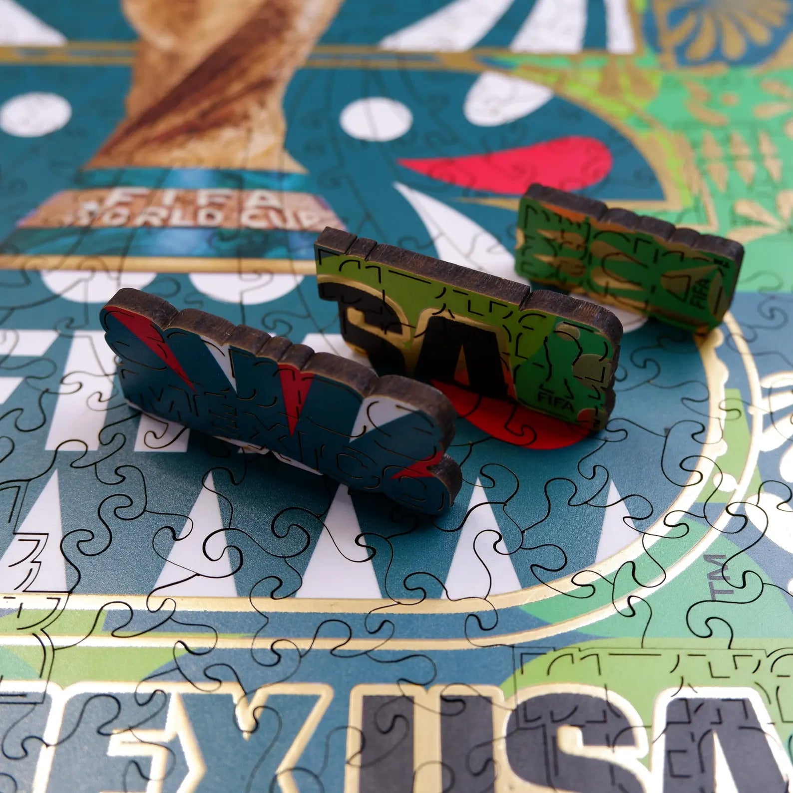 Wooden jigsaw puzzle gift – FIFA World Cup 2026 Mexico logo