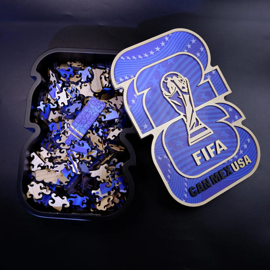 World Cup 2026 wooden puzzle – USA host logo luxury design