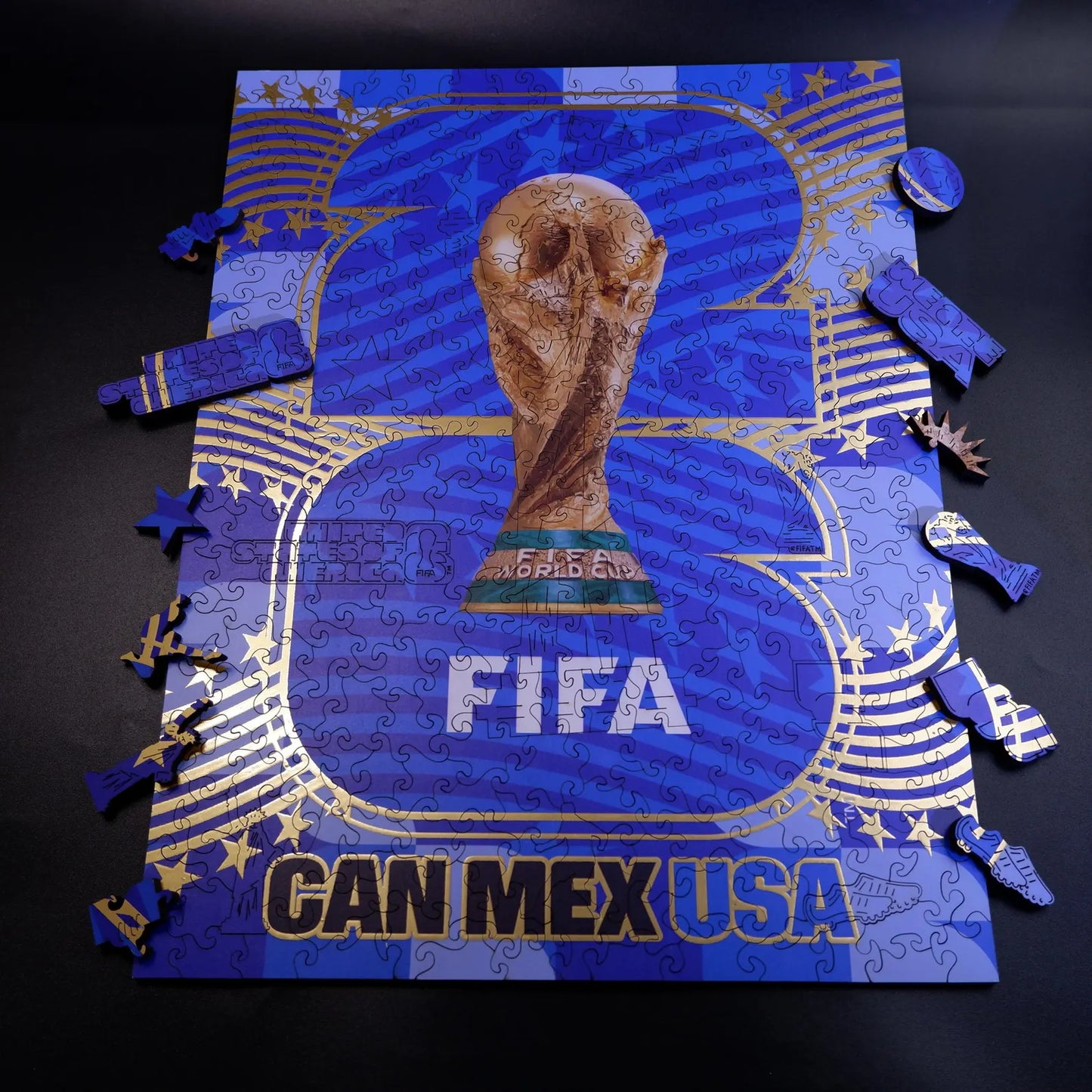 Wooden jigsaw puzzle gift – FIFA World Cup 2026 USA logo