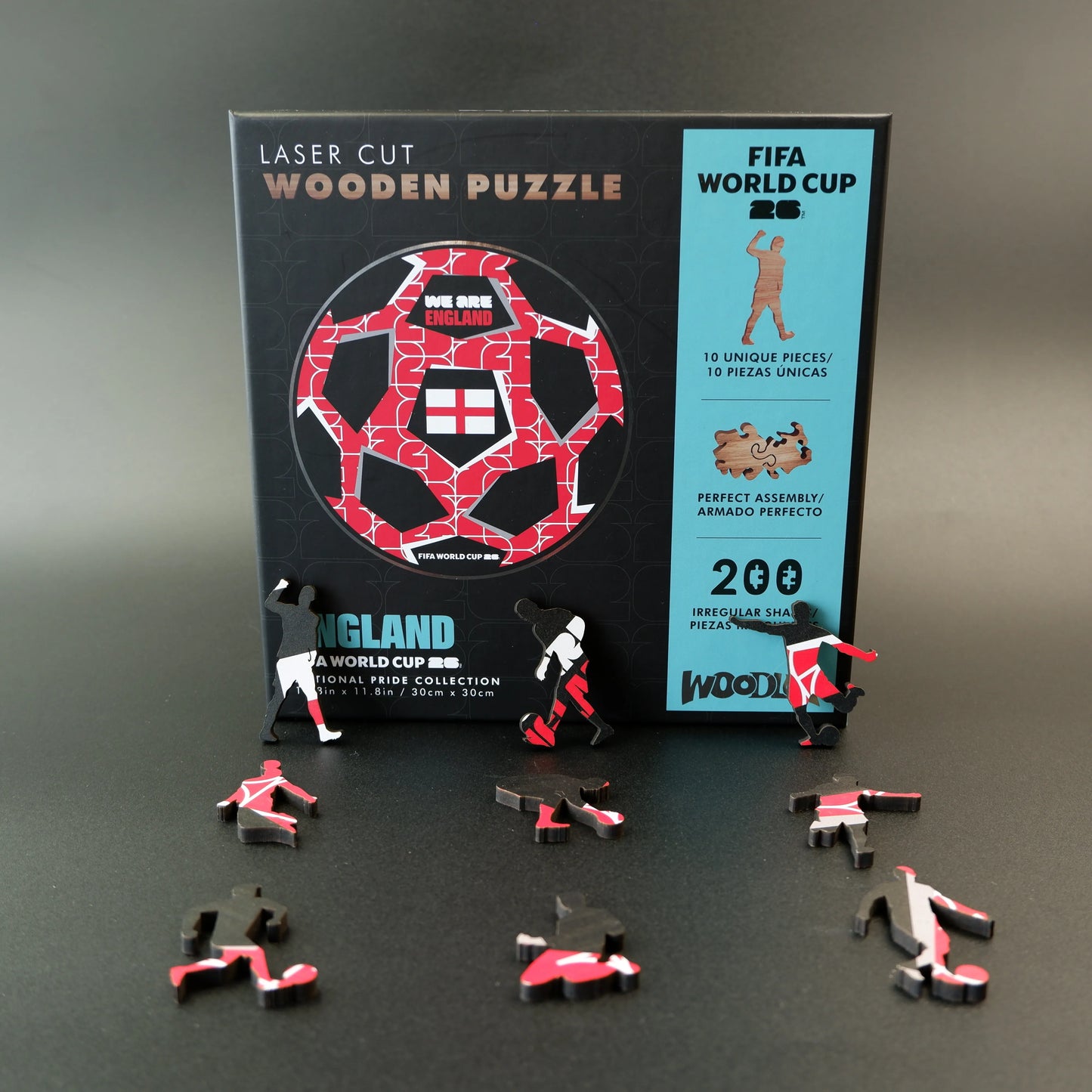 FIFA 2026 England ball wooden puzzle – angle view