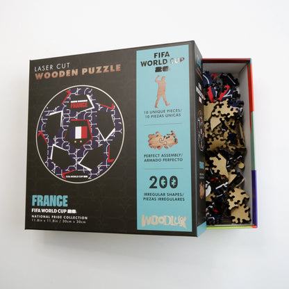 FIFA World Cup 2026 France ball wooden puzzle with laser-cut pieces