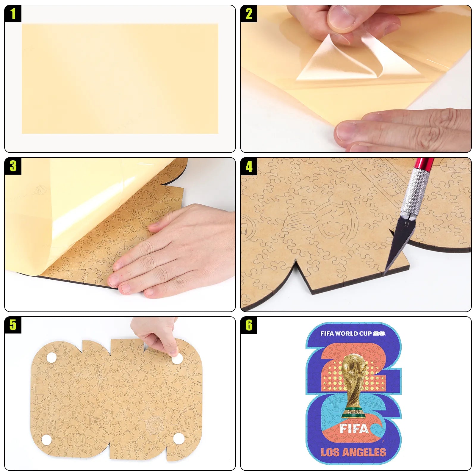 World Cup 2026 LA logo wooden jigsaw puzzle – soccer fan gift