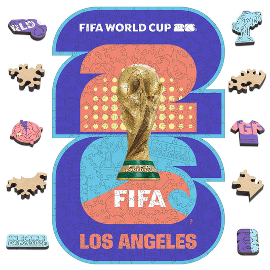 FIFA World Cup 2026 Los Angeles logo wooden jigsaw puzzle – officially licensed