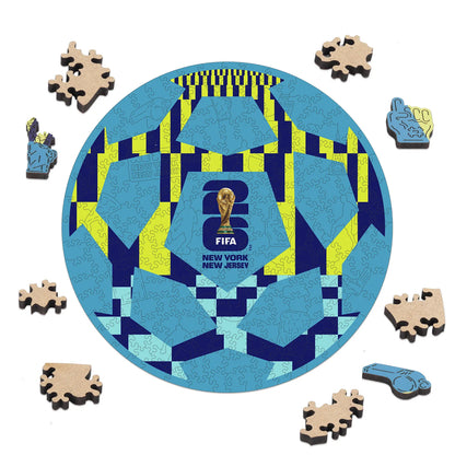 FIFA World Cup 2026 NYC New Jersey ball wooden jigsaw puzzle – officially licensed