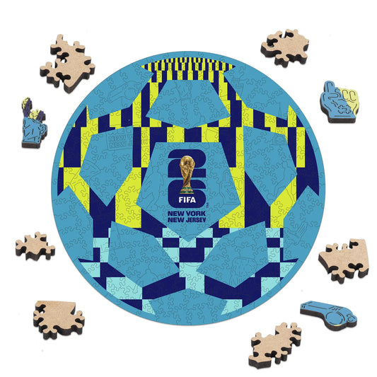 FIFA World Cup 2026 NYC New Jersey ball wooden jigsaw puzzle – officially licensed