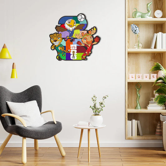 World Cup 2026 wooden puzzle – USACANMEX mascots 26 design
