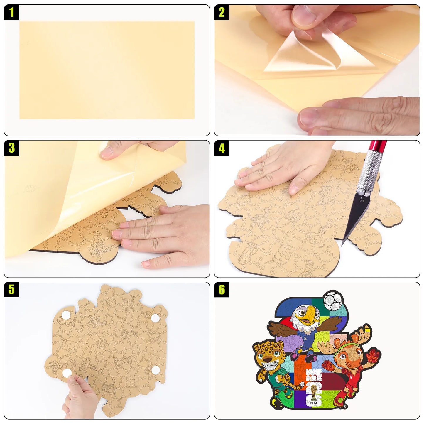 World Cup 2026 mascots 26 wooden jigsaw puzzle – family gift