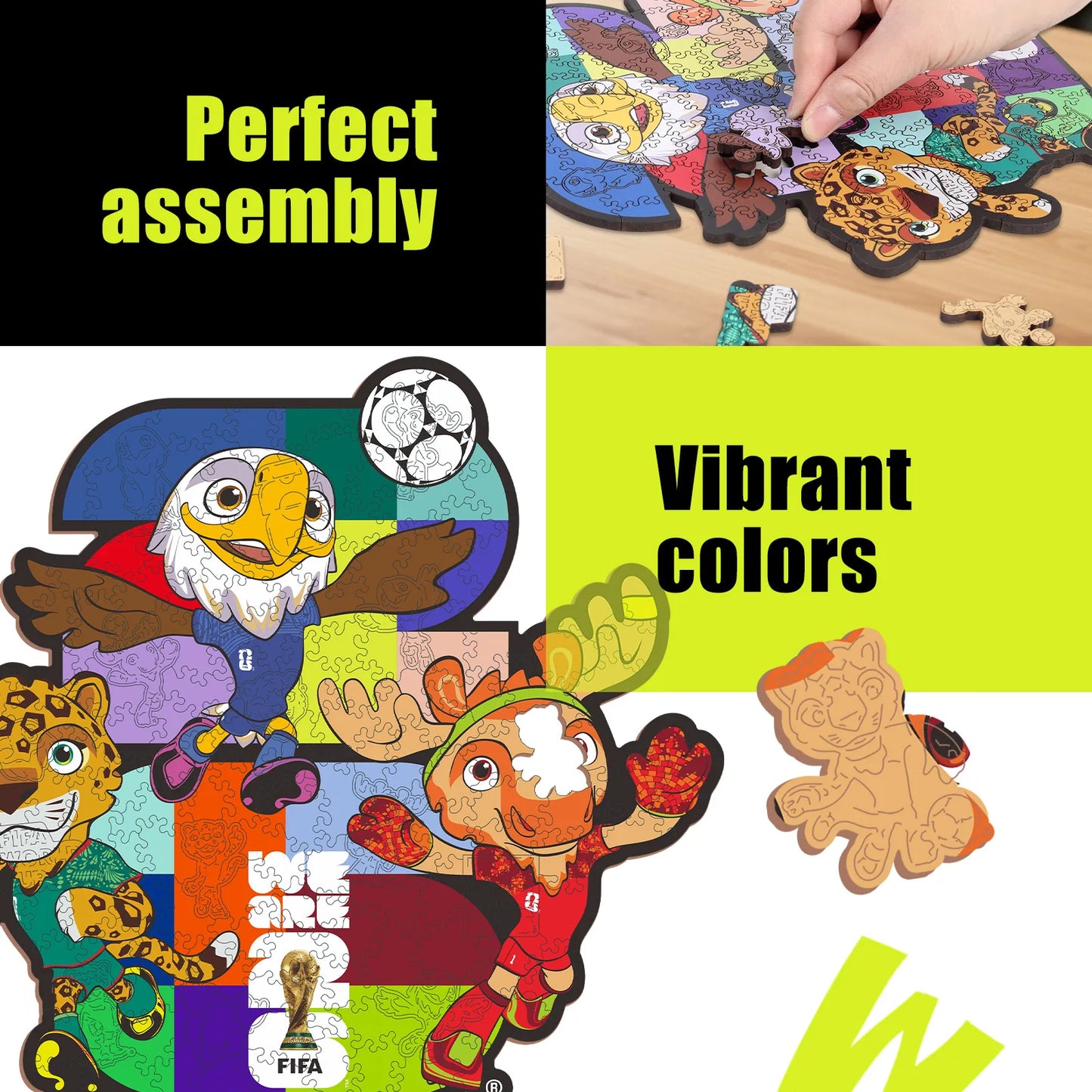 Wooden jigsaw puzzle gift – FIFA World Cup 2026 mascots 26