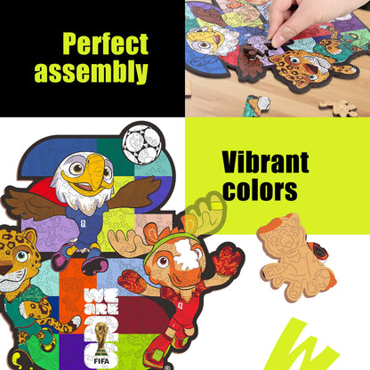 Wooden jigsaw puzzle gift – FIFA World Cup 2026 mascots 26