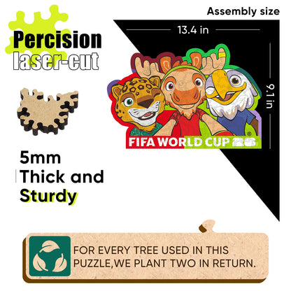 FIFA World Cup 2026 Trophy 3 wooden puzzle with laser-cut pieces