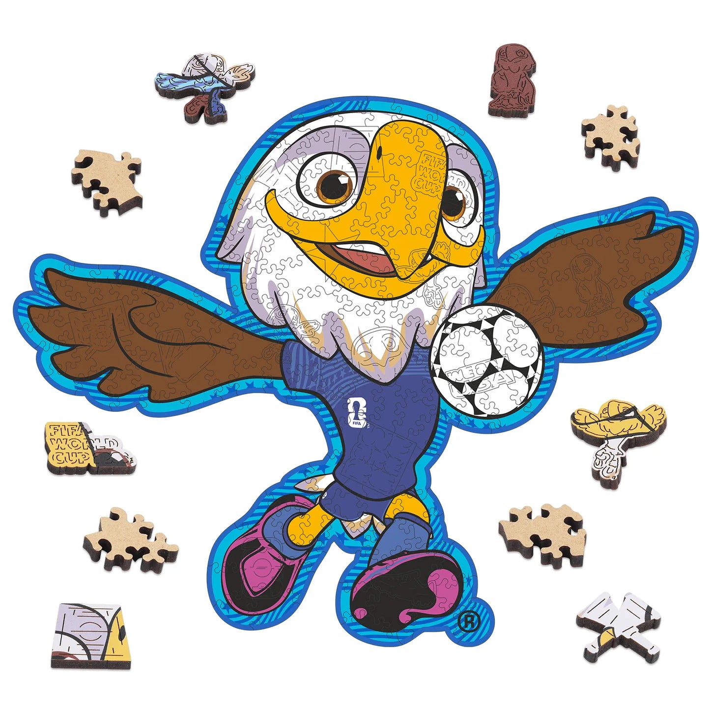 FIFA World Cup 2026 USA mascot wooden jigsaw puzzle – officially licensed