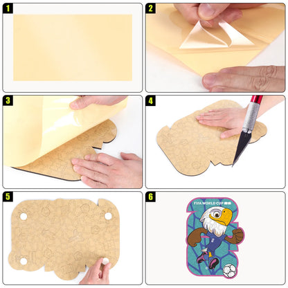 World Cup 2026 USA mascots wooden jigsaw puzzle – family fan gift