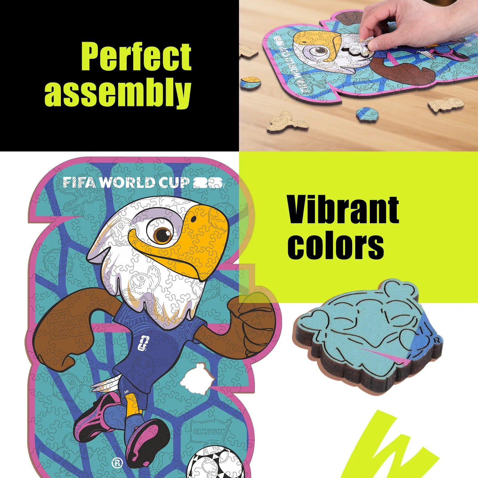 Wooden jigsaw puzzle gift – FIFA World Cup 2026 USA mascots