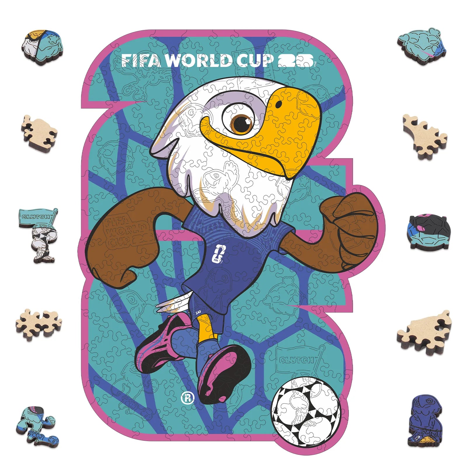 FIFA World Cup 2026 USA mascots wooden jigsaw puzzle – officially licensed