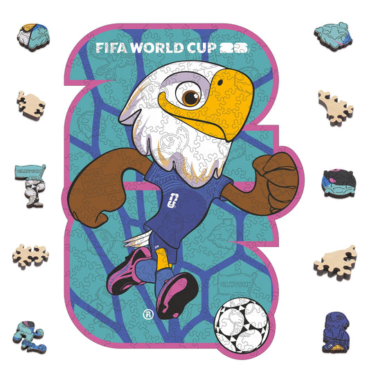 FIFA World Cup 2026 USA mascots wooden jigsaw puzzle – officially licensed