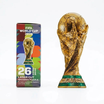 FIFA World Cup 2026 trophy mini wooden puzzle with laser-cut pieces
