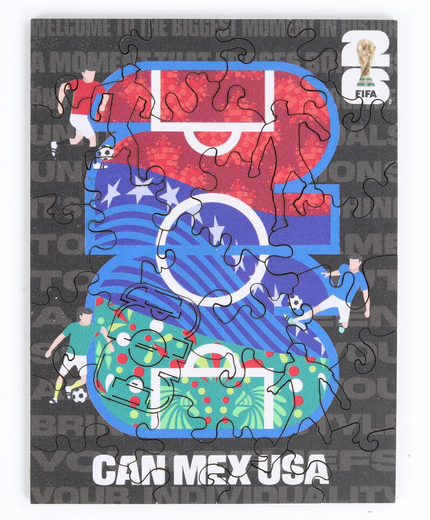 FIFA World Cup 2026 USACANMEX host logo mini wooden puzzle – officially licensed