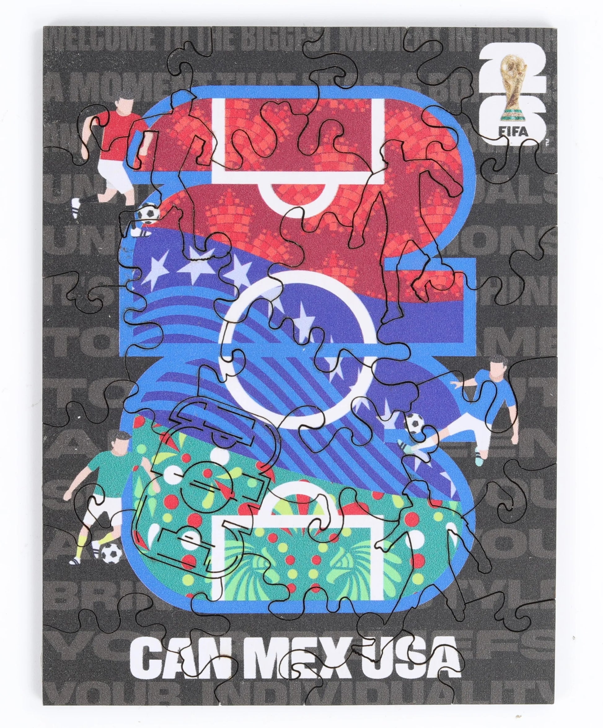 FIFA World Cup 2026 USACANMEX host logo mini wooden puzzle – officially licensed