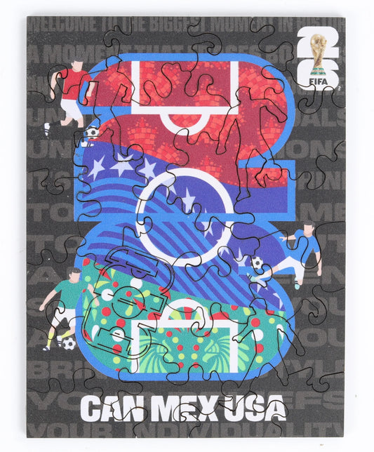 FIFA World Cup 2026 USACANMEX host logo mini wooden puzzle – officially licensed