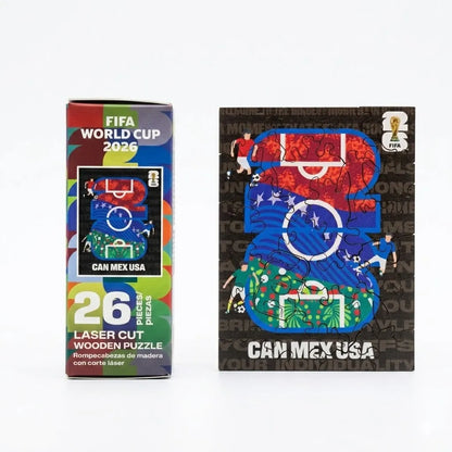 FIFA World Cup 2026 host logo mini wooden puzzle with laser-cut pieces