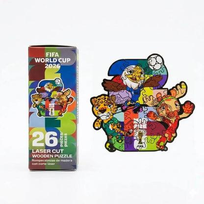 FIFA World Cup 2026 mosaic mini wooden puzzle with laser-cut pieces