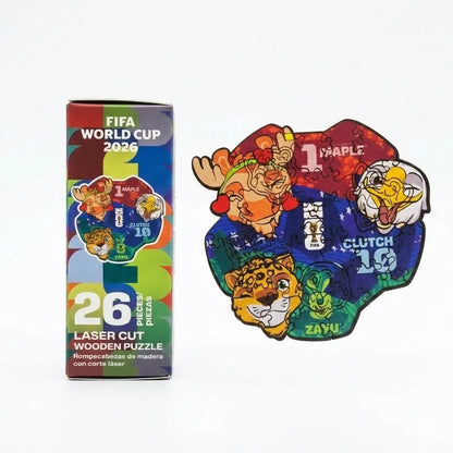 FIFA World Cup 2026 emoji ball mini wooden puzzle with laser-cut pieces