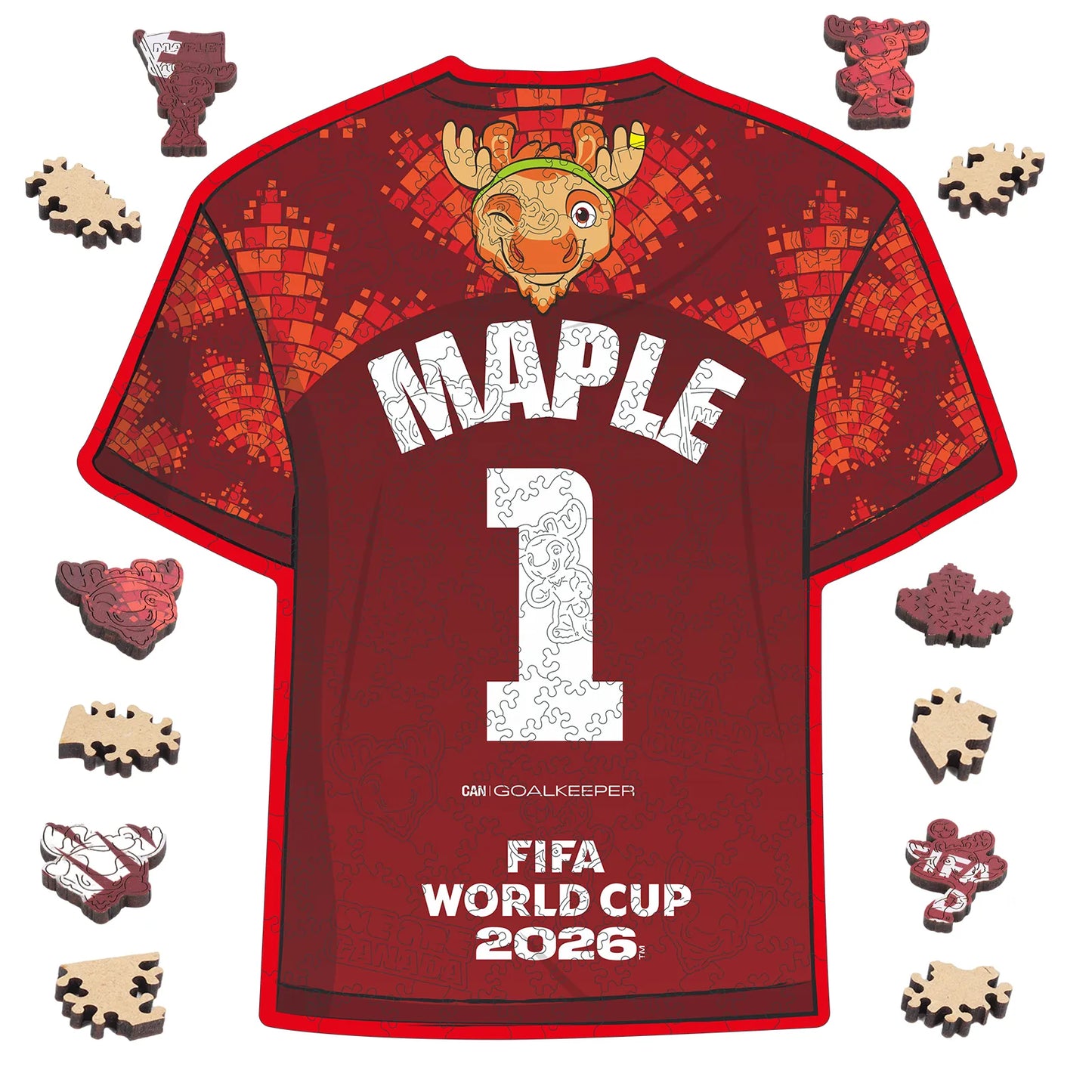 FIFA World Cup 2026 Canada jersey wooden jigsaw puzzle – officially licensed