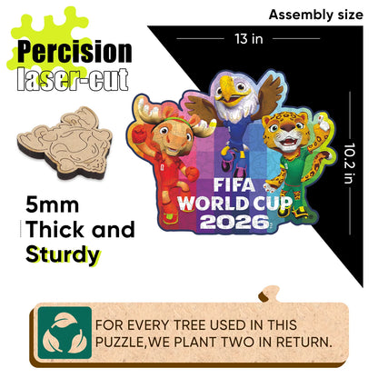 FIFA World Cup 2026 Time To Shine wooden puzzle with laser-cut pieces