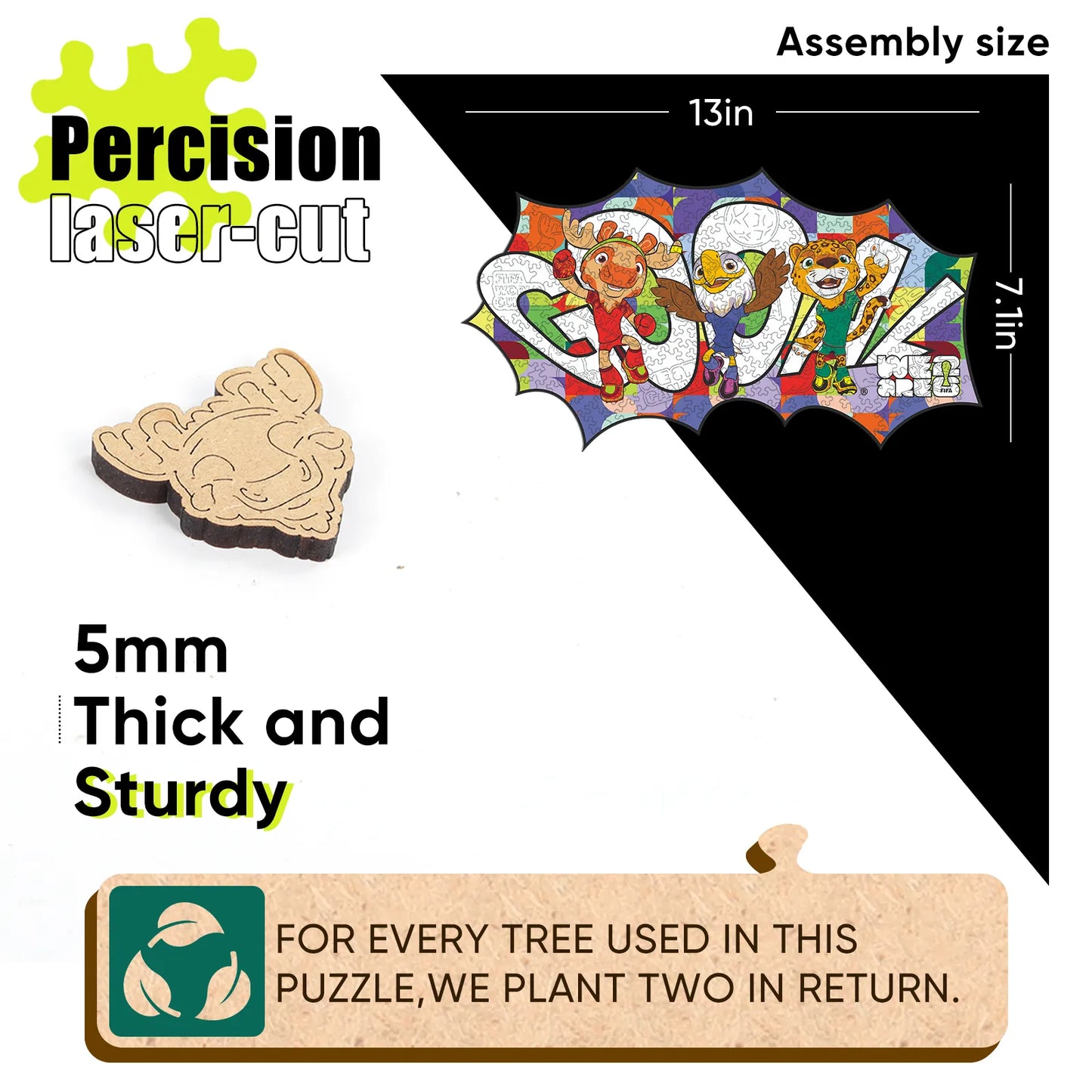FIFA World Cup 2026 Goooal wooden puzzle with laser-cut pieces
