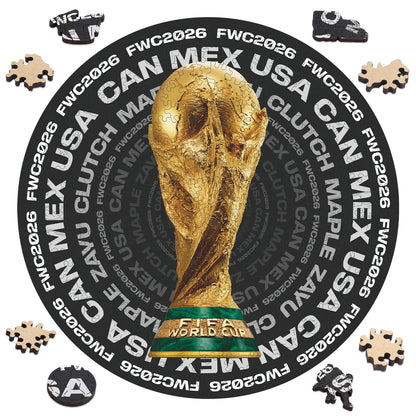 FIFA World Cup 2026 trophy circle wooden jigsaw puzzle – officially licensed