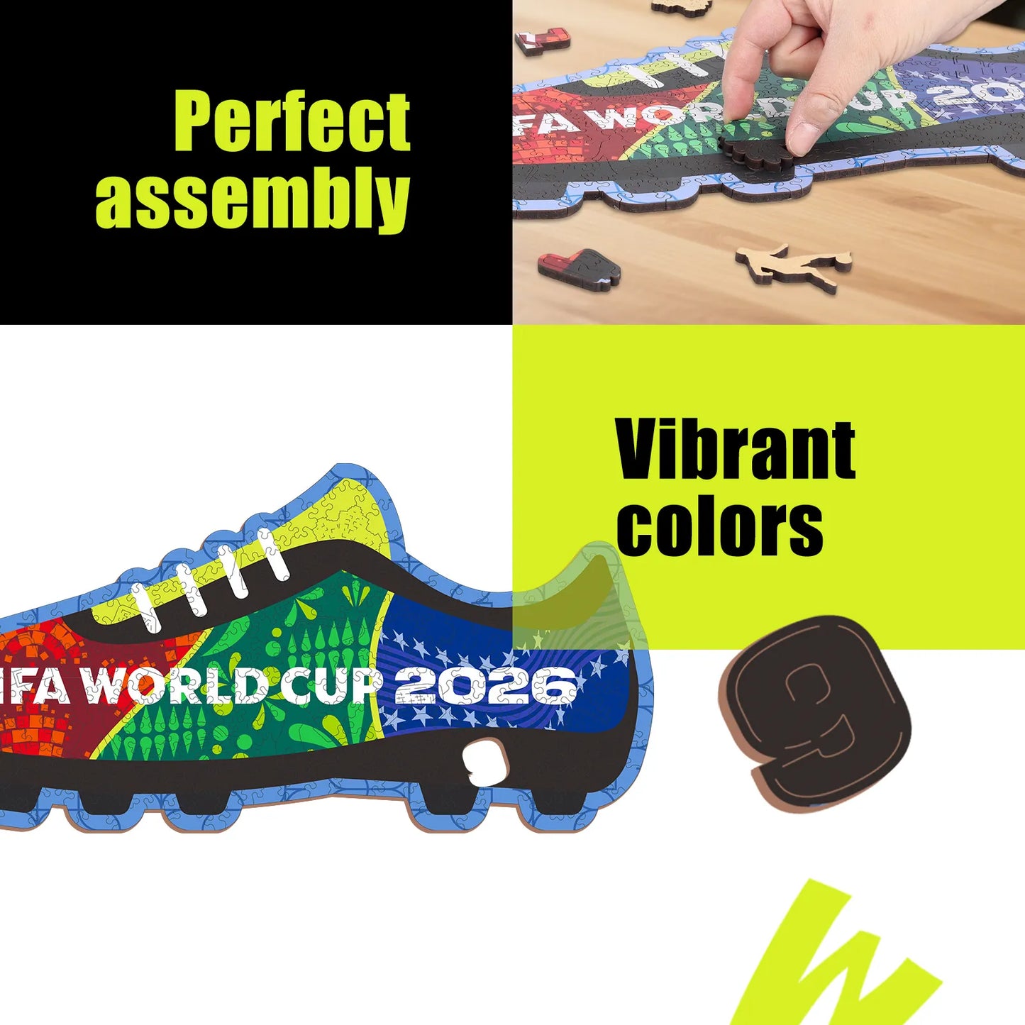 Wooden jigsaw puzzle gift – FIFA World Cup 2026 soccer boot