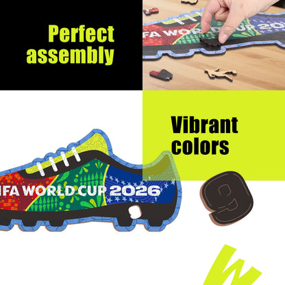Wooden jigsaw puzzle gift – FIFA World Cup 2026 soccer boot