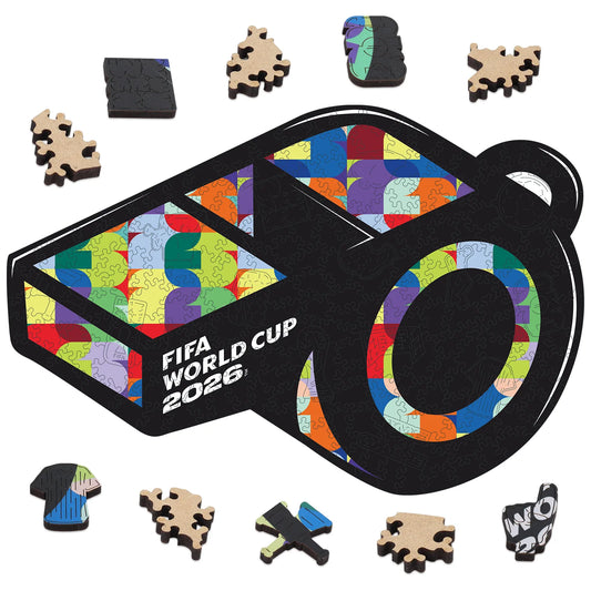 FIFA World Cup 2026 referee whistle wooden jigsaw puzzle – officially licensed
