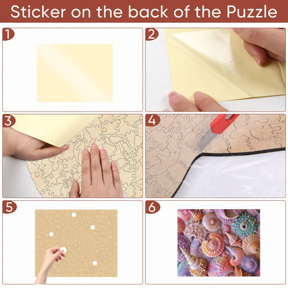 Sea shell wooden puzzle with laser-cut wood pieces