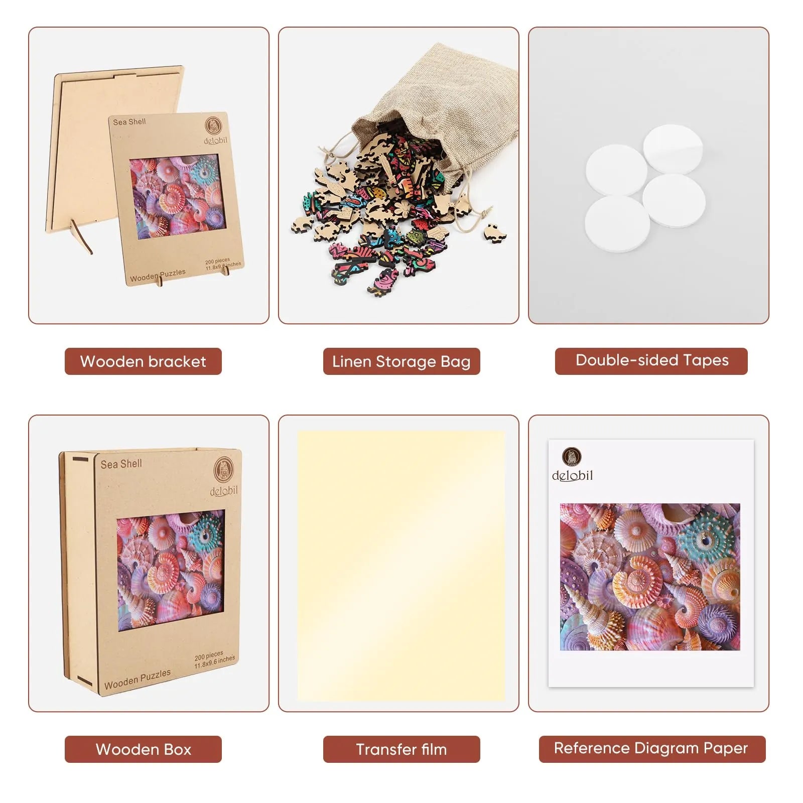 Sea shell design wooden jigsaw puzzle for adults