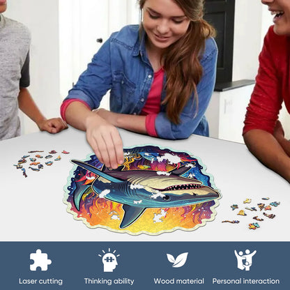Shark wood puzzle for adults – 200 and 500 piece options