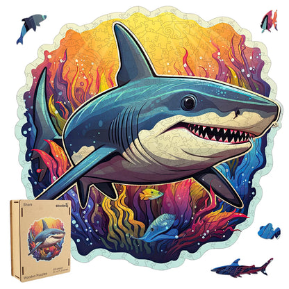 Shark wooden jigsaw puzzle for adults with unique shaped pieces